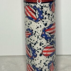 Patriotic Tumbler with Red, White, and Blue Design